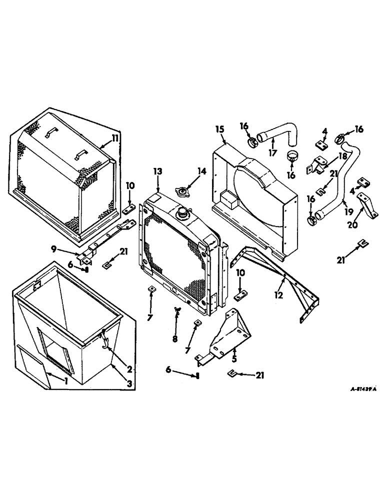 Схема запчастей Case IH 403 - (353) - AIR CHUTE, RADIATOR AND CONNECTIONS, FOR C-263 ENGINE COMBINE SERIAL NO. 7224 AND ABOVE (10) - ENGINE