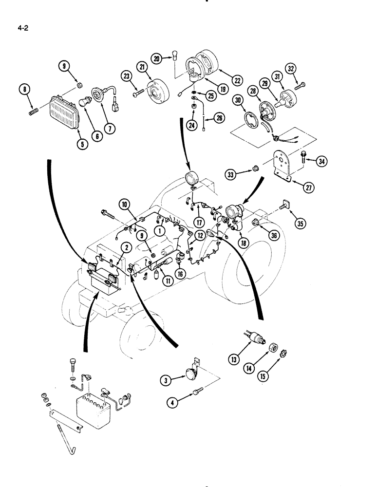 Схема запчастей Case IH 275 - (4-02) - WIRING HARNESS AND BATTERY (04) - ELECTRICAL SYSTEMS