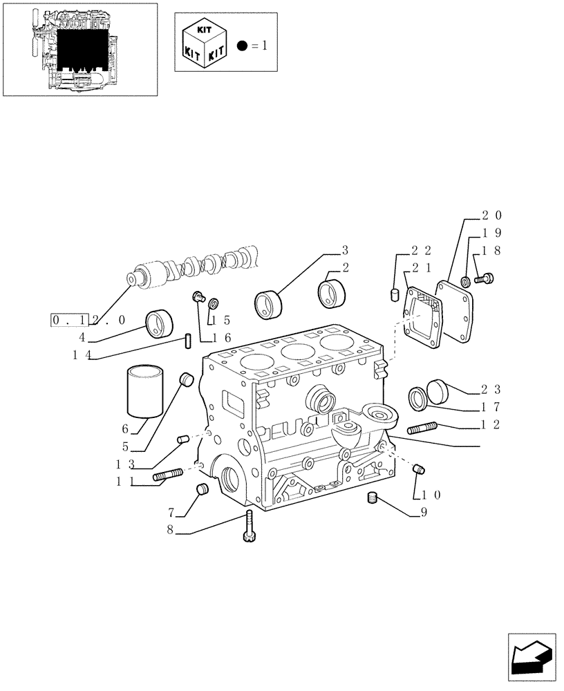 Схема запчастей Case IH JX65 - (0.04.0/01[01]) - CRANKCASE AND CYLINDERS (BEFORE S/N 13286) (01) - ENGINE