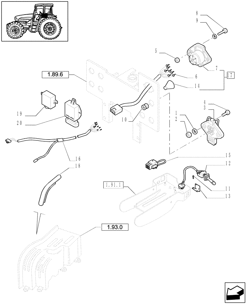 Схема запчастей Case IH JX1090U - (1.75.1/01) - (VAR.007) NA ONLY - REAR ELECTRIC PARTS (06) - ELECTRICAL SYSTEMS