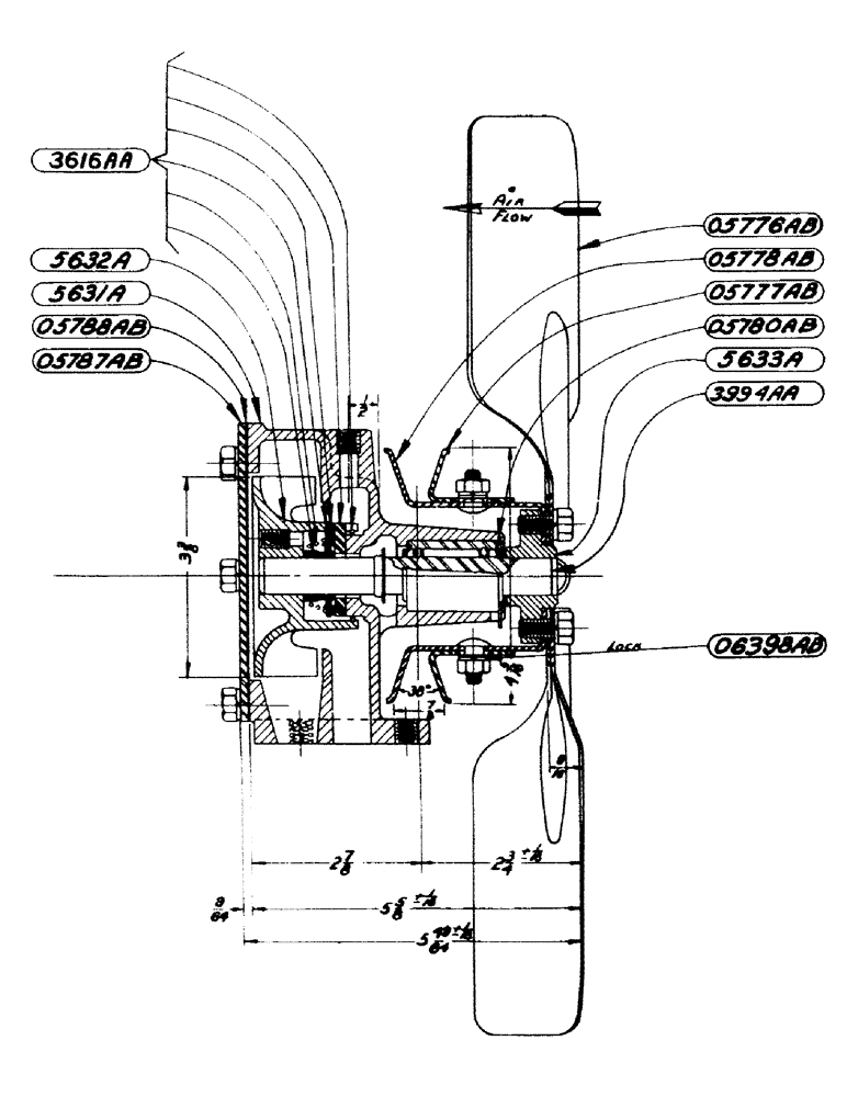 Схема запчастей Case IH SC-SERIES - (041) - FAN AND WATER PUMP ASSEMBLY, S, SC, SO (02) - ENGINE