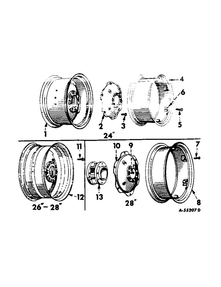 Схема запчастей Case IH 460 - (148) - WHEELS, REAR WHEELS & DUAL REAR WHEEL SPACER, INTERNATIONAL 460 SERIES (11) - WHEELS