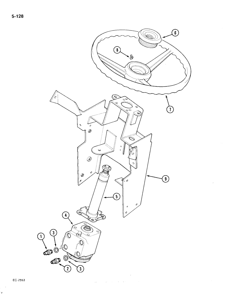 Схема запчастей Case IH 385 - (5-128) - STEERING VALVE AND COLUMN, TRACTORS P.I.N. 18001 AND AFTER (05) - STEERING