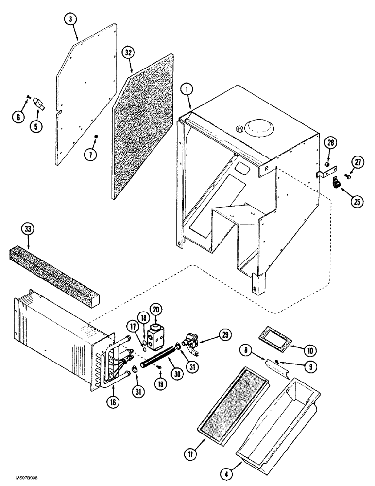 Схема запчастей Case IH 9370 QUADTRAC - (9-072) - AIR CONDITIONER AND HEATER MODULE ASSEMBLY, EXTERNAL COMPONENTS (09) - CHASSIS/ATTACHMENTS