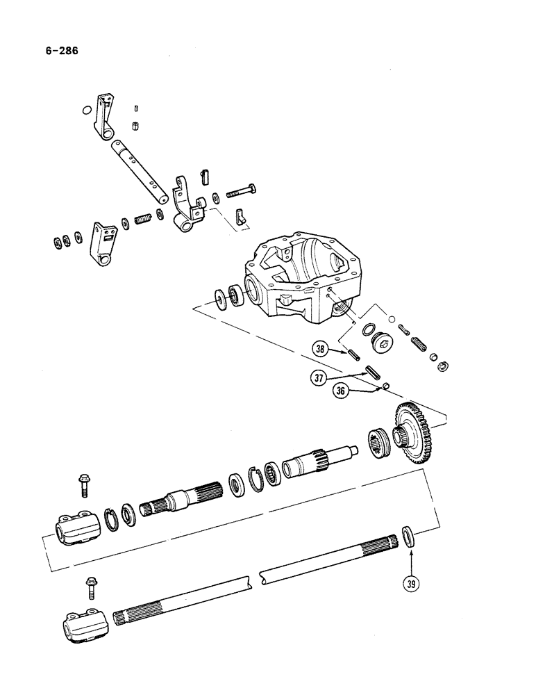 Схема запчастей Case IH 485 - (6-286) - TRANSFER GEARBOX, 4 WHEEL DRIVE, MFD AXLE APL-330, P.I.N. 18001 AND AFTER (CONTD) (06) - POWER TRAIN