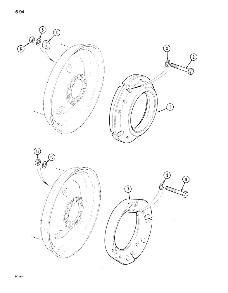 Схема запчастей Case IH 495 - (6-094) - REAR WHEEL WEIGHTS, SOLID TYPE (06) - POWER TRAIN