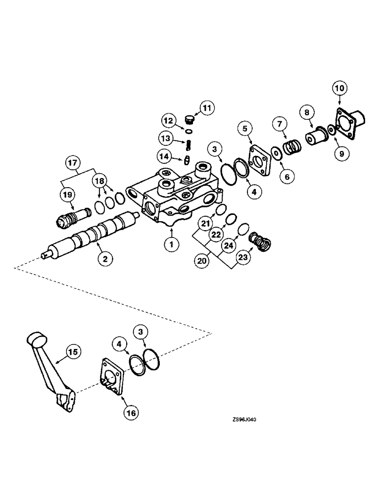 Схема запчастей Case IH 2350 - (3-48) - LOADER CONTROL VALVE, WITH ONE SPOOL UNIBODY FOR FOURTH CIRCUIT 