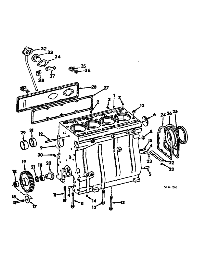 Схема запчастей Case IH 574 - (12-028) - CRANKCASE AND RELATED PARTS Power