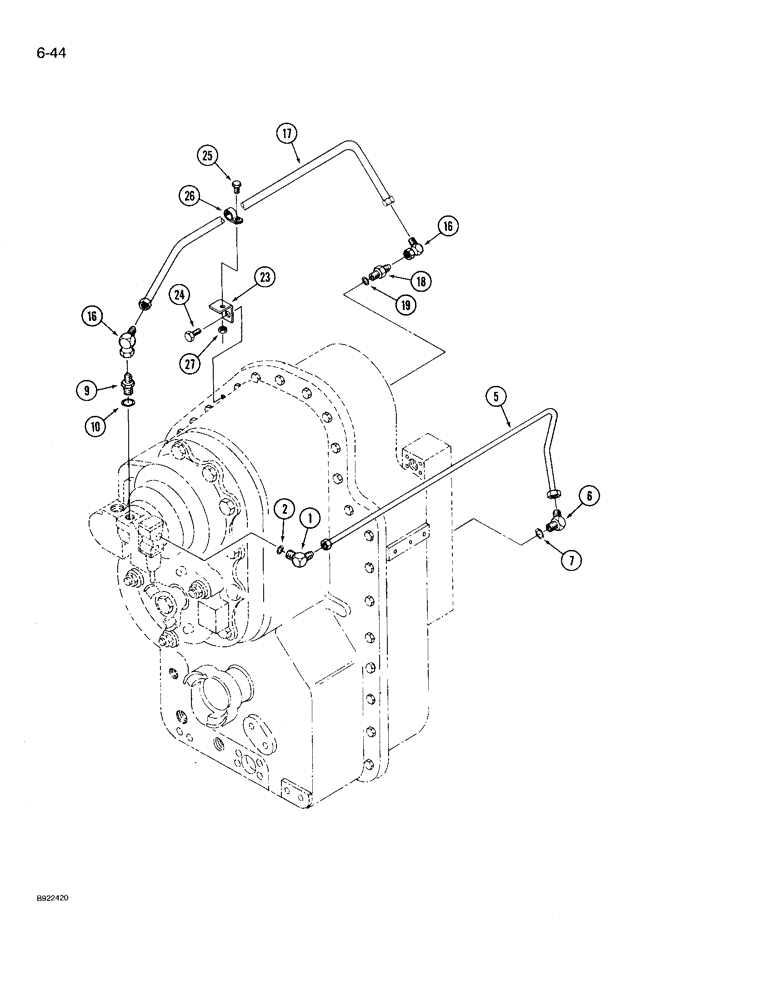 Схема запчастей Case IH 9210 - (6-044) - TRANSMISSION LUBRICATION, TRANSMISSION WITH PTO SYSTEM, IF EQUIPPED (06) - POWER TRAIN