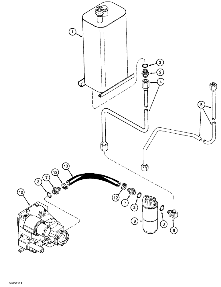 Схема запчастей Case IH 1800 - (8-04) - RESERVOIR TO HYDROSTATIC PUMP (07) - HYDRAULICS