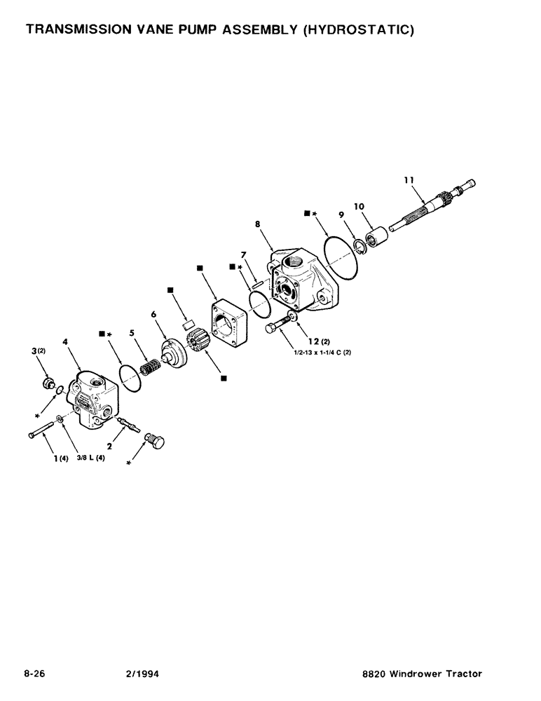 Схема запчастей Case IH 8820 - (8-26) - TRANSMISSION VANE PUMP ASSEMBLY, HYDROSTATIC (08) - HYDRAULICS