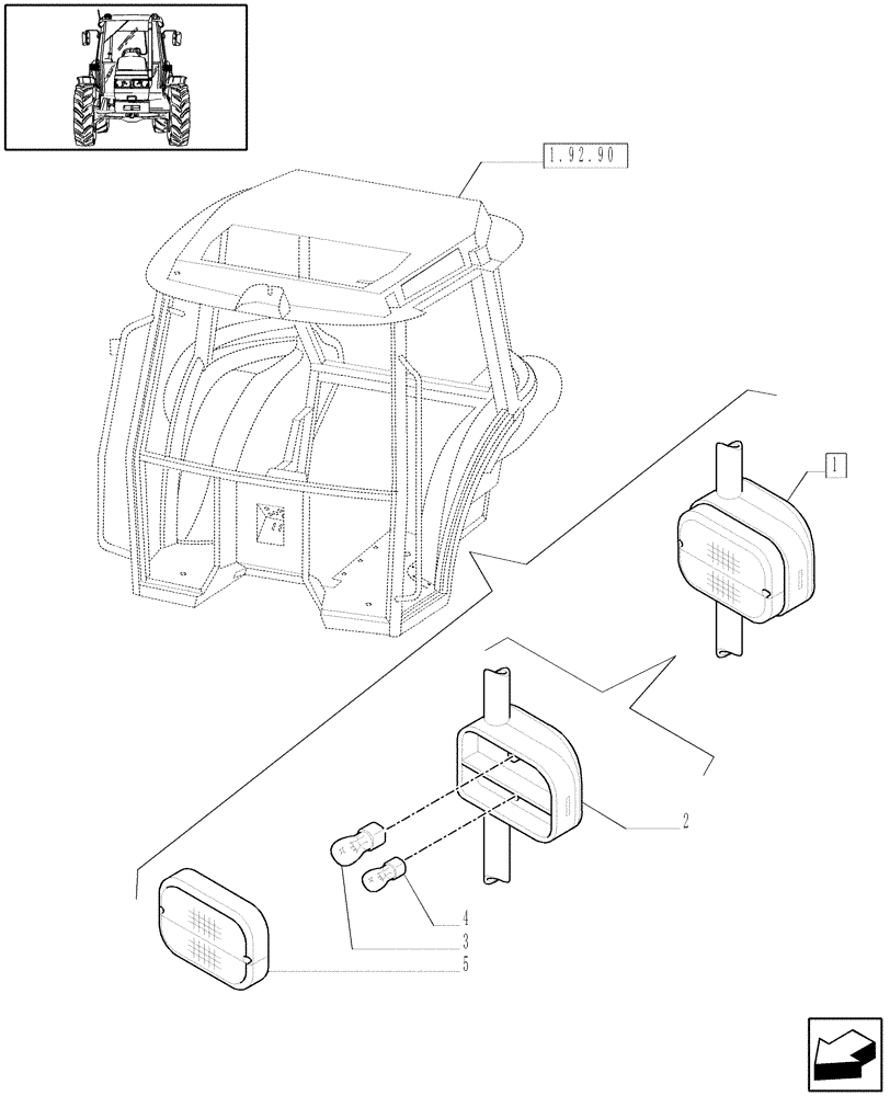 Схема запчастей Case IH JX95 - (1.75.6[02]) - LIGHTING COMPONENTS - FRONT (06) - ELECTRICAL SYSTEMS