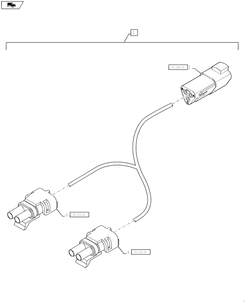 Схема запчастей Case IH 610 - (55.100.06) - BOOM PROXIMITY SWITCH HARNESS (55) - ELECTRICAL SYSTEMS