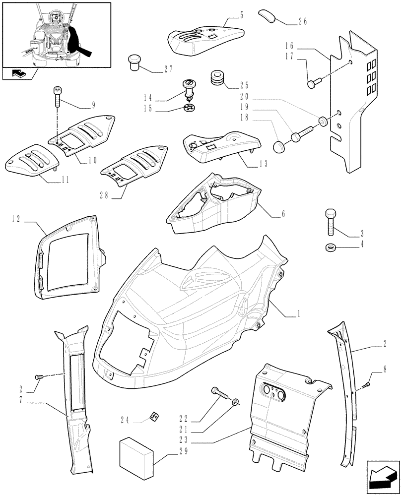 Схема запчастей Case IH PUMA 180 - (1.93.0[02B]) - CONTROLS COVER - D6514 - C6801 (10) - OPERATORS PLATFORM/CAB