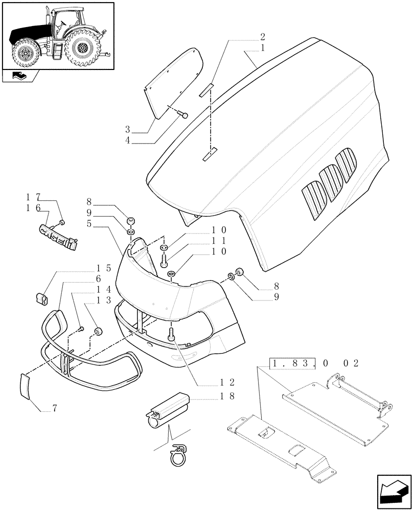 Схема запчастей Case IH MAXXUM 120 - (1.83.0[01]) - HOOD - HOOD - C6650 (08) - SHEET METAL