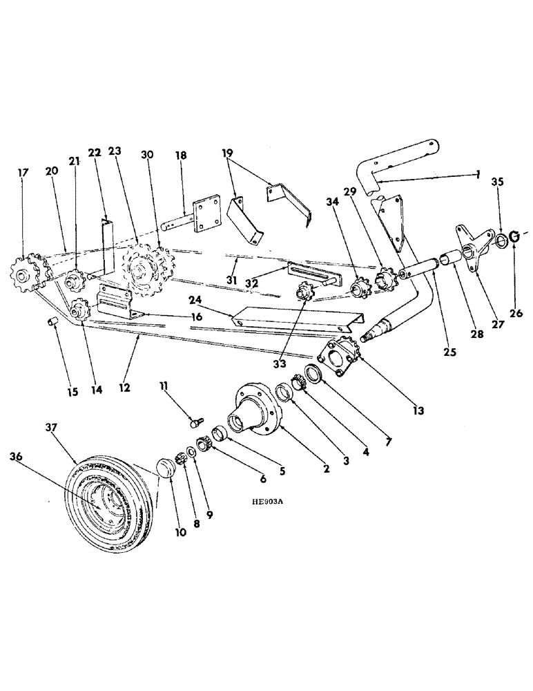 Схема запчастей Case IH 510 - (A-24) - TILT AXLE AND PRIMARY DRIVE, 20 X 8 AND 16 X 10 PLAIN GRAIN DRILL WITH 40" BEDDED CROP AND 15" WHEEL 