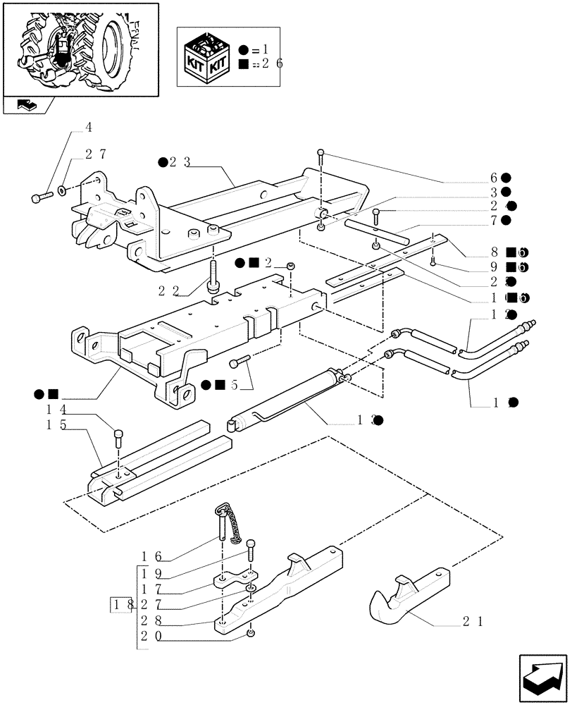 Схема запчастей Case IH MAXXUM 110 - (1.89.3/01[01]) - AUTOMATIC PICK UP HITCH WITH HYDR. PUSH BACK, WITH SWINGING DRAWBAR - FRAME AND TOW BAR (VAR.331945) (09) - IMPLEMENT LIFT