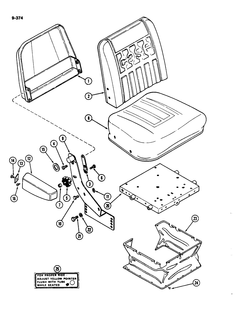 Схема запчастей Case IH 4490 - (9-374) - SEAT, VINYL WITHOUT SWIVEL (09) - CHASSIS/ATTACHMENTS