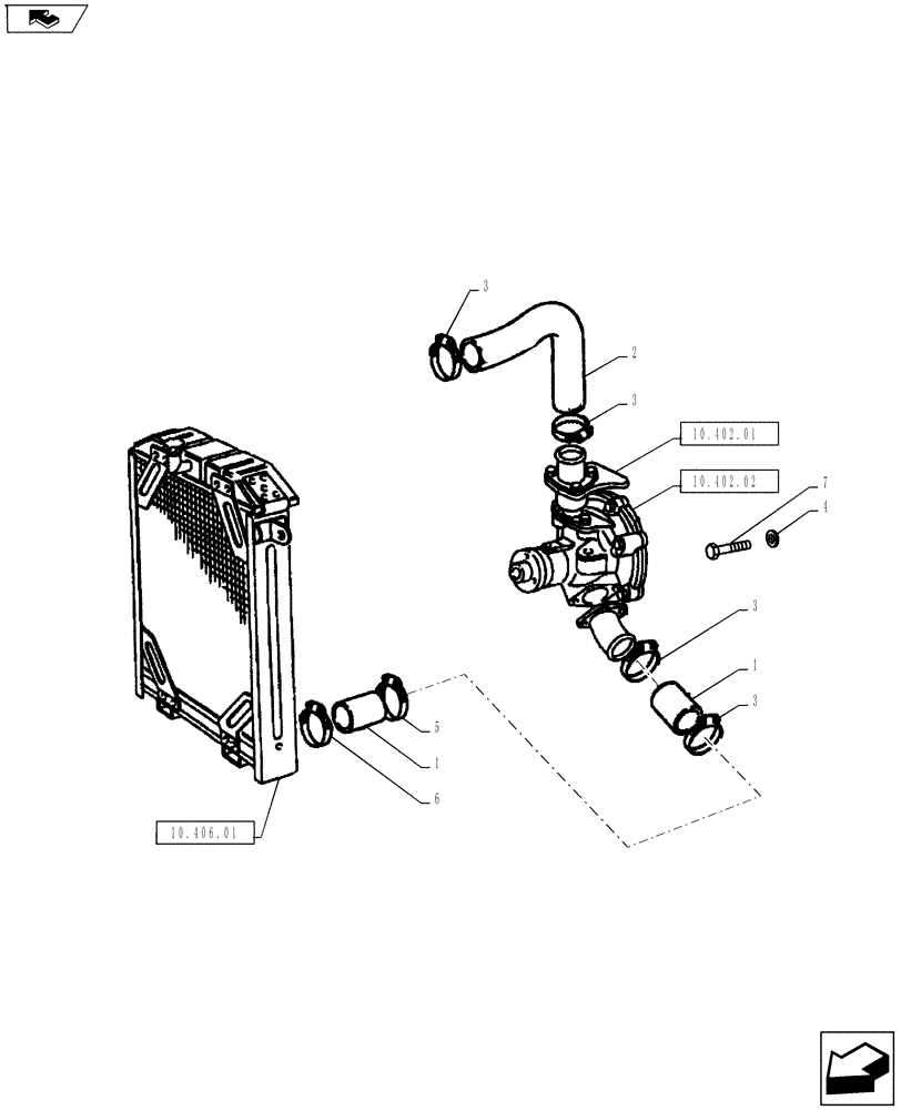 Схема запчастей Case IH FARMALL 75A - (10.400.01) - RADIATOR HOSES (10) - ENGINE