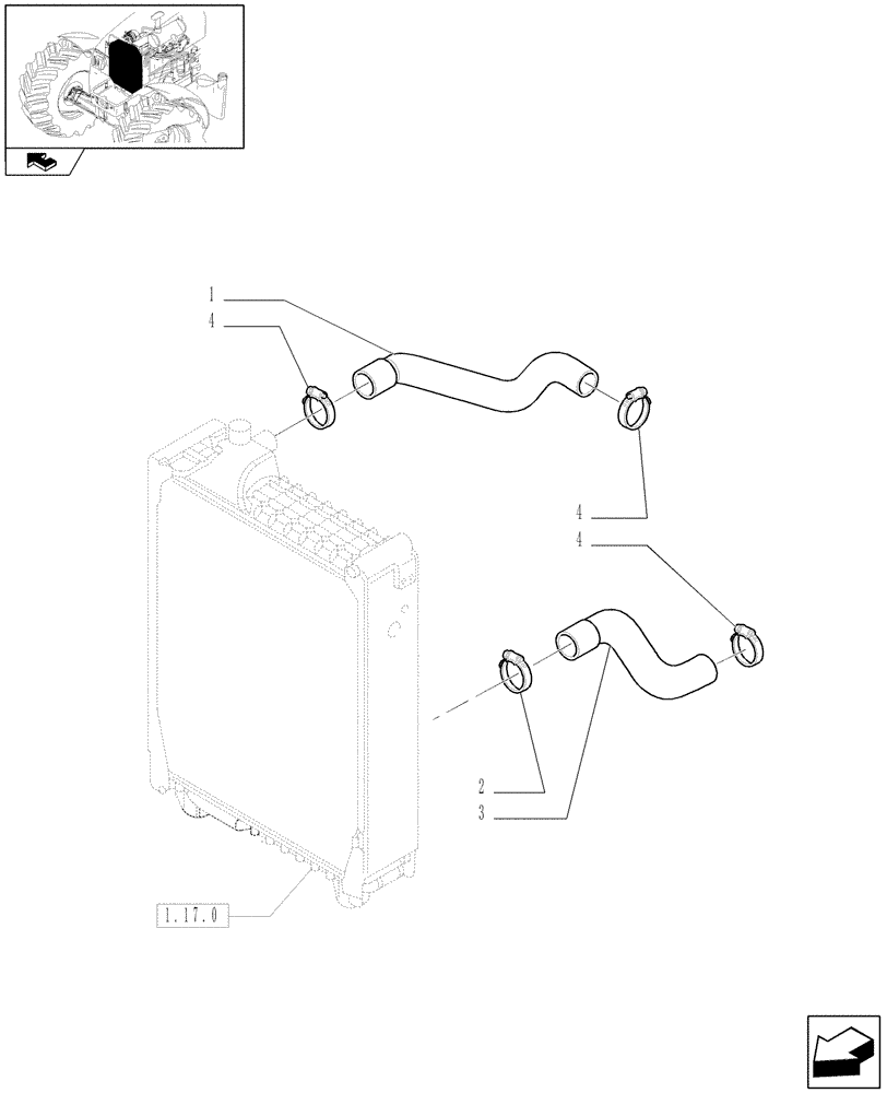 Схема запчастей Case IH PUMA 155 - (1.17.3) - RADIATOR HOSES (02) - ENGINE EQUIPMENT