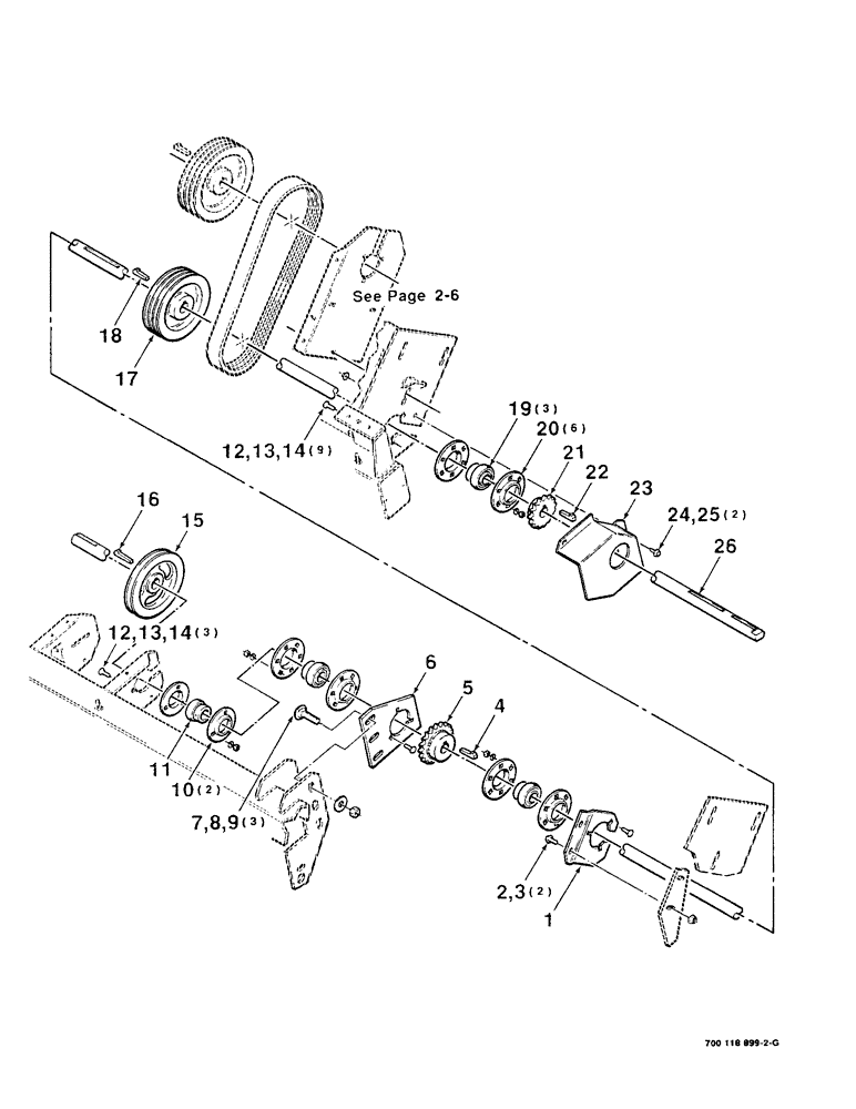 Схема запчастей Case IH 8820 - (2-10) - SECONDARY DRIVE ASSEMBLY, 16 FOOT (09) - CHASSIS