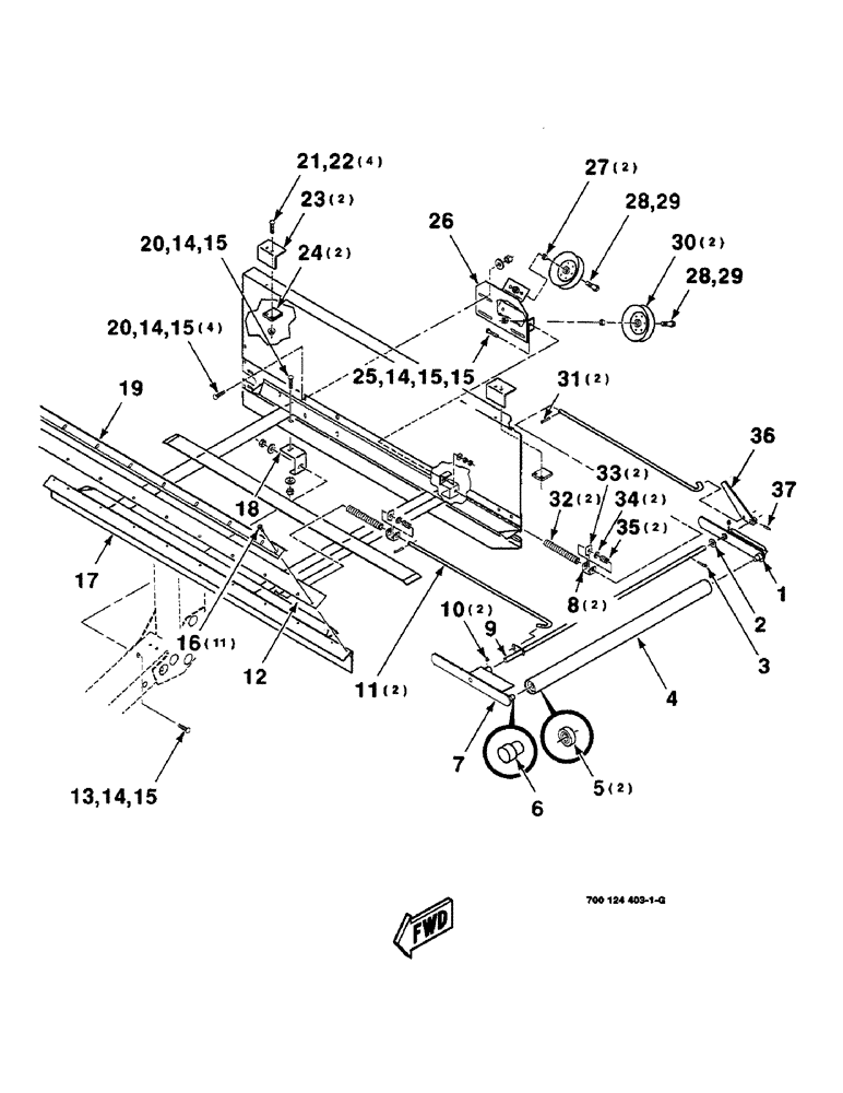 Схема запчастей Case IH 8820 - (6-12) - DRAPER FRAME ASSEMBLY, LEFT, SERIAL NUMBER CFH0030159 THRU CFH0030454, 21 FOOT ONLY (58) - ATTACHMENTS/HEADERS