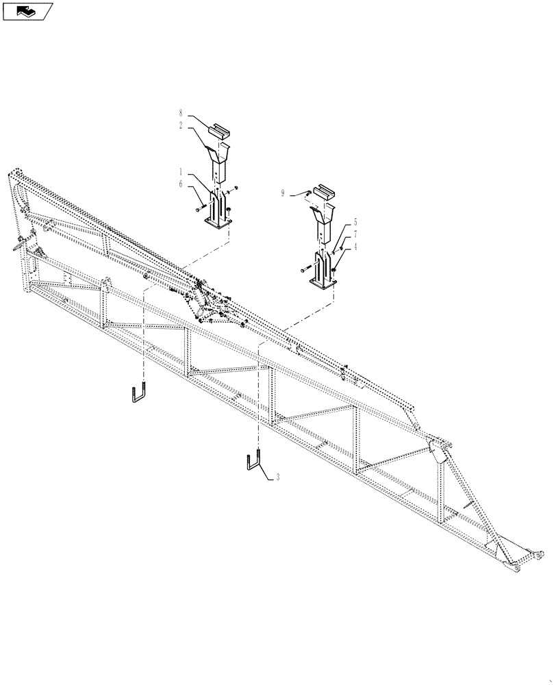 Схема запчастей Case IH 4420 - (08-027) - OUTER CRADLE ASSEMBLY 90’- 100’ (09) - BOOMS