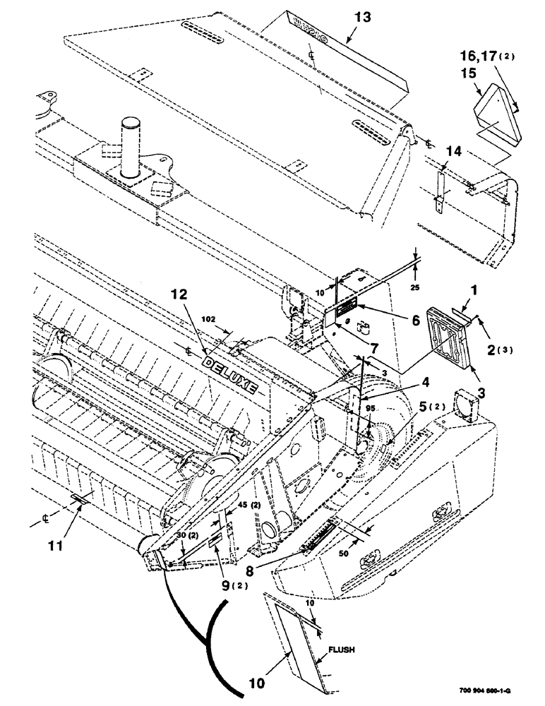 Схема запчастей Case IH SC416 - (9-06) - DECALS AND LOCATION DIAGRAM, HEADER LEFT (09) - CHASSIS