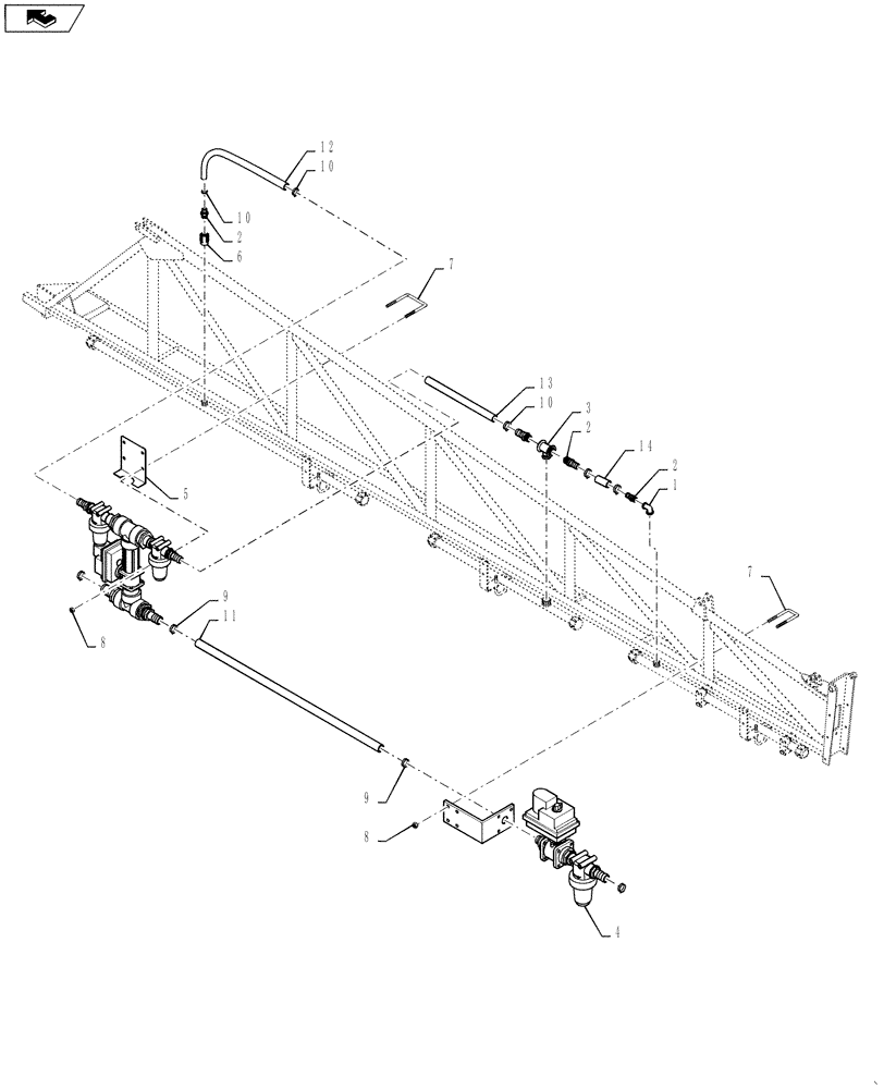 Схема запчастей Case IH 4420 - (09-025) - BOOM PLUMBING GROUP, 5 SECTION MID Liquid Plumbing