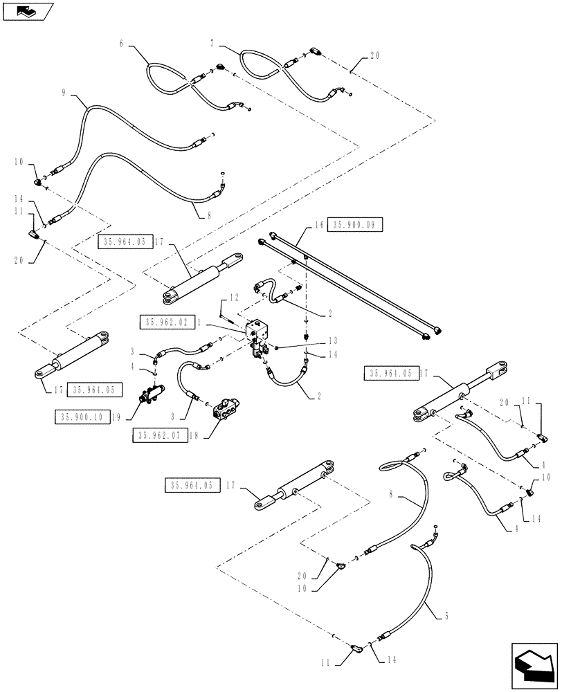 Схема запчастей Case IH 4430 - (35.900.03) - AXLE WIDTH HYDRAULIC GROUP (35) - HYDRAULIC SYSTEMS