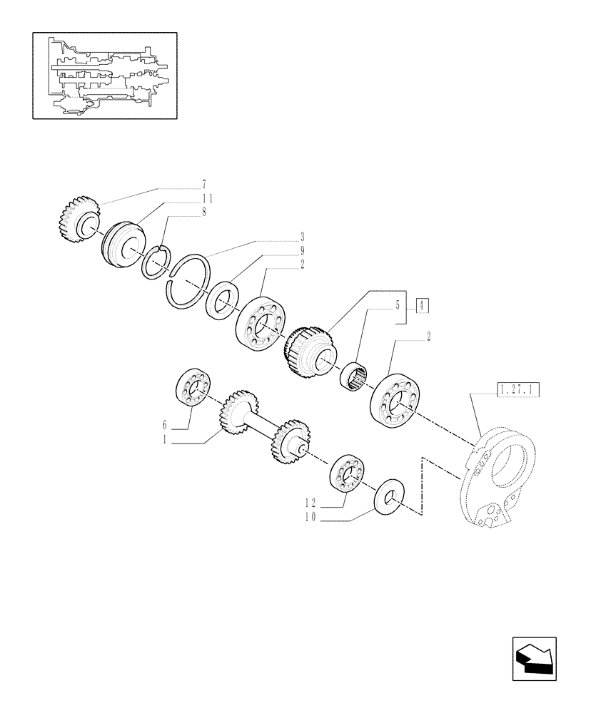 Схема запчастей Case IH MXU135 - (1.27.5) - REVERSER MECHANISMS (03) - TRANSMISSION