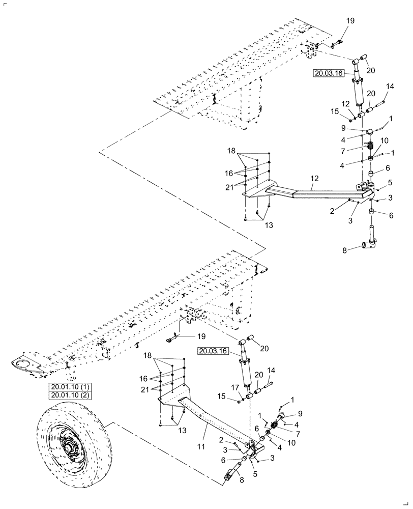 Схема запчастей Case IH DH182 - (20.03.09[1]) - GAUGE WHEEL (11) - WHEELS