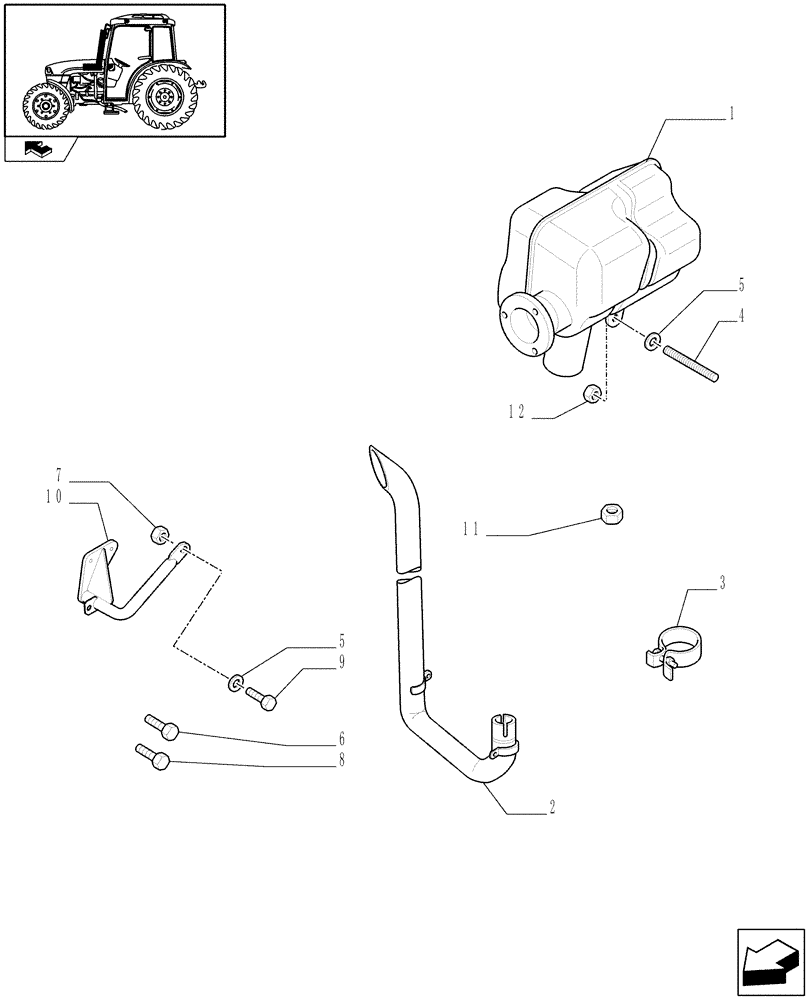 Схема запчастей Case IH FARMALL 85C - (1.15.1) - SILENCER (MUFFLER) (02) - ENGINE EQUIPMENT