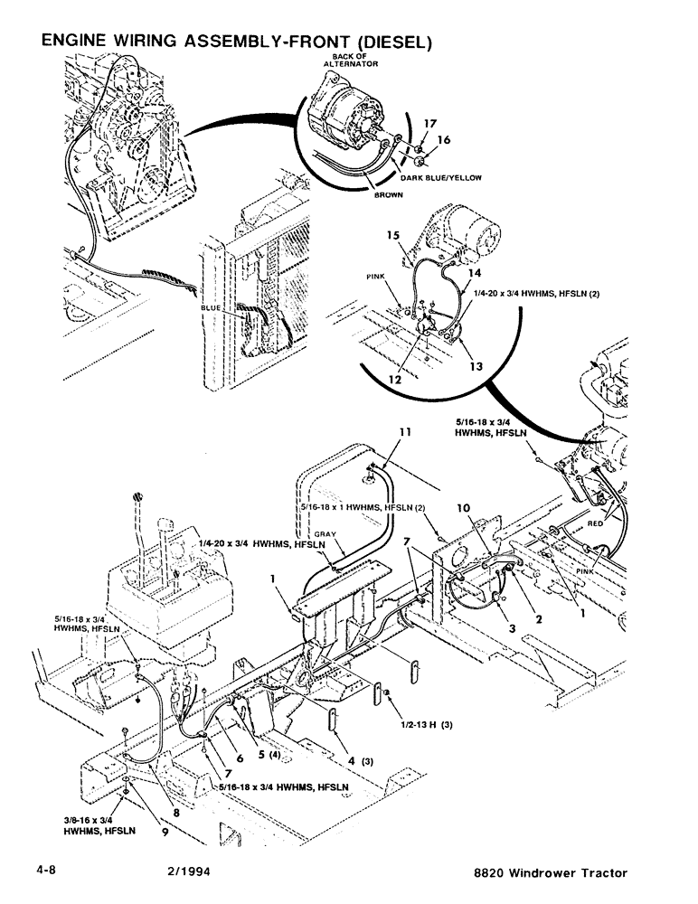 Схема запчастей Case IH 8820 - (4-08) - ENGINE WIRING ASSEMBLY, FRONT, DIESEL (04) - ELECTRICAL SYSTEMS