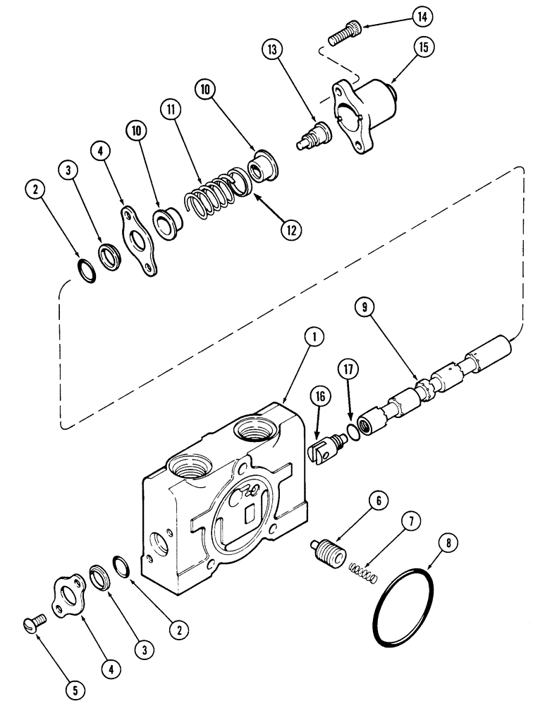 Схема запчастей Case IH 520 - (8-34) - EXTERNAL HYDRAULIC CONTROL VALVE, BUCKET SPOOL SECTION (08) - HYDRAULICS