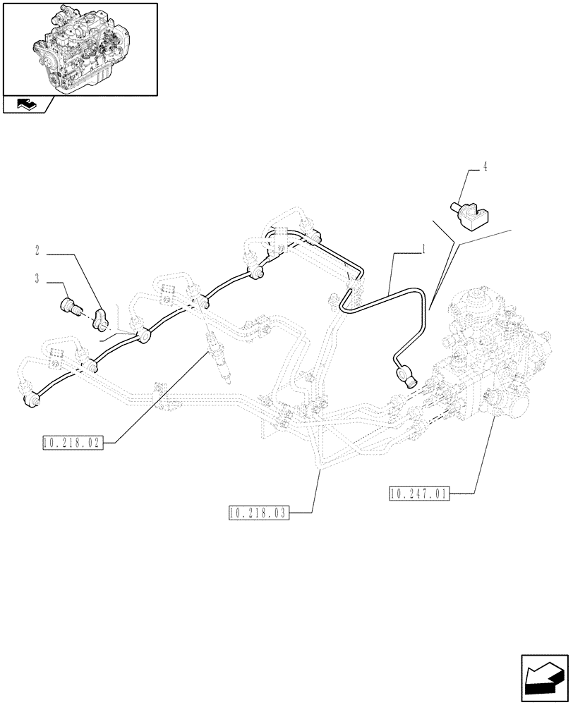 Схема запчастей Case IH F4GE9684R J603 - (10.218.05[02]) - INJECTION EQUIPMENT - PIPING (2852736) 