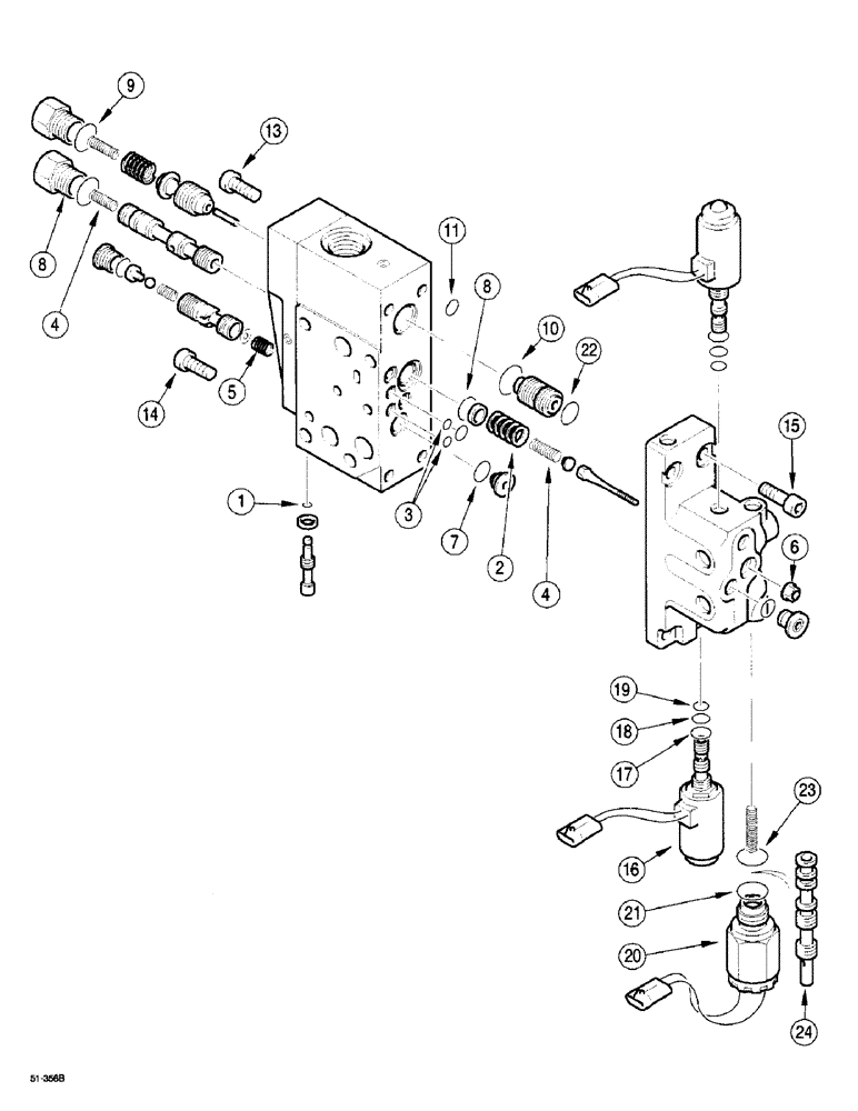 Схема запчастей Case IH 5150 - (8-020) - CONTROL VALVE, WITH 3 SOLENOIDS (08) - HYDRAULICS