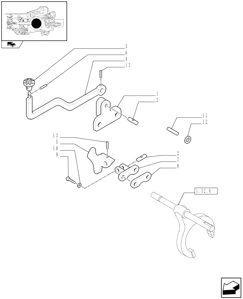 Схема запчастей Case IH FARMALL 90 - (1.32.7) - DIFFERENTIAL LOCK CONTROL (03) - TRANSMISSION