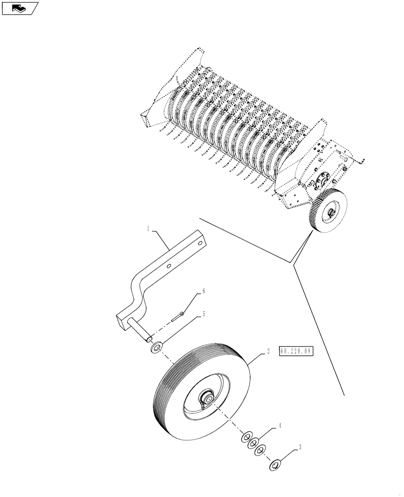 Схема запчастей Case IH RB455A - (60.220.07) - LH PICKUP WHEEL (60) - PRODUCT FEEDING