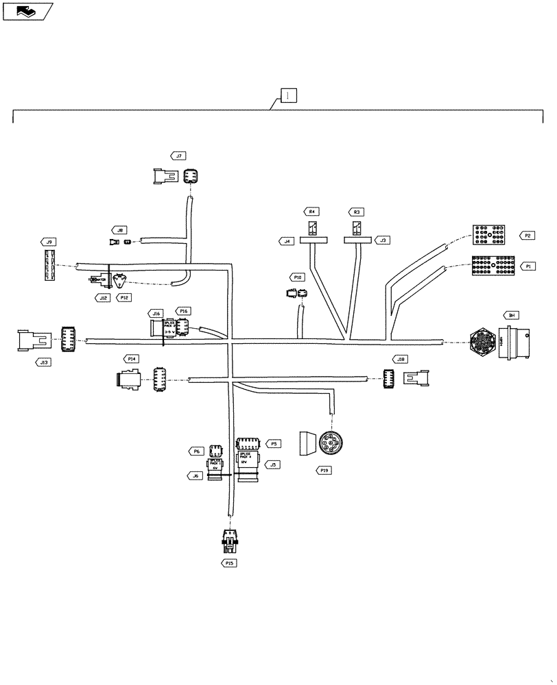 Схема запчастей Case IH 3330 - (55.100.15) - HARNESS, CCH SPRAY, CAB AUTO GUIDANCE (55) - ELECTRICAL SYSTEMS