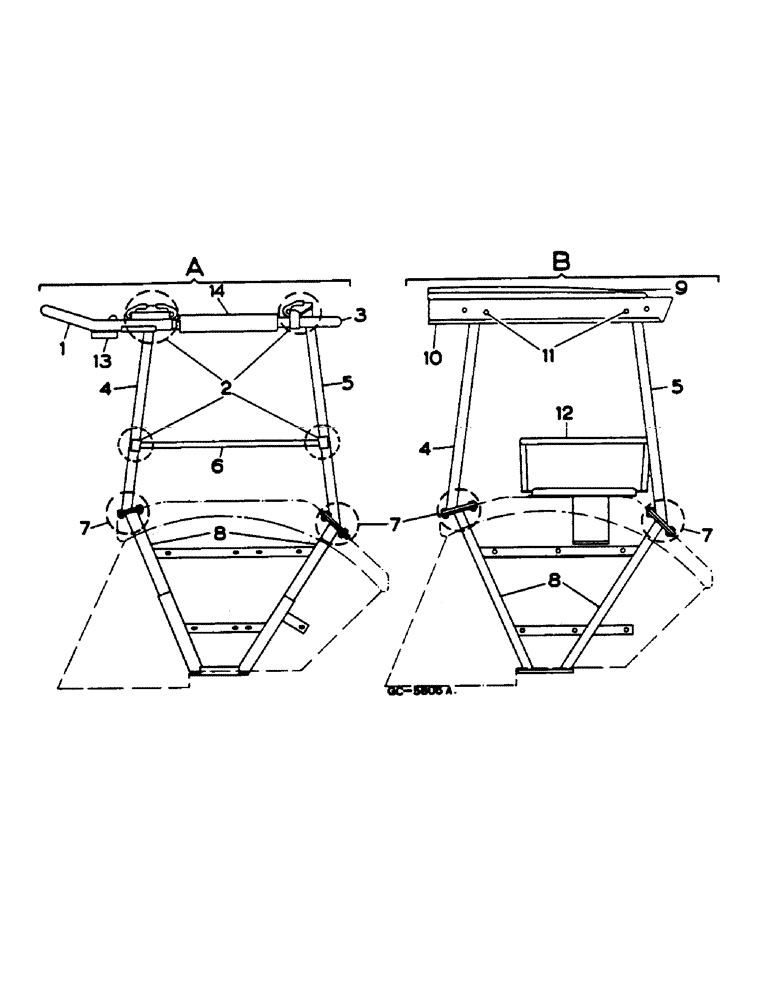 Схема запчастей Case IH 844 - (3G19) - SAFETY FRAME (05) - SUPERSTRUCTURE