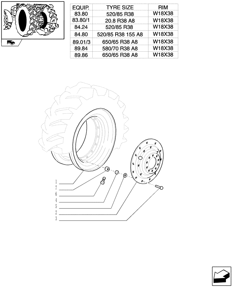 Схема запчастей Case IH PUMA 210 - (83.00[02]) - REAR WHEELS (11) - WHEELS/TRACKS