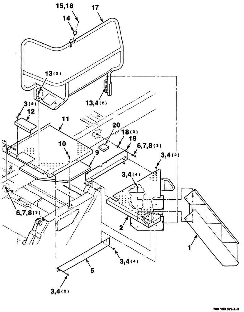 Схема запчастей Case IH 8860 - (07-10) - PLATFORM, HANDRAIL AND STEP ASSEMBLIES (LEFT) (90) - PLATFORM, CAB, BODYWORK AND DECALS