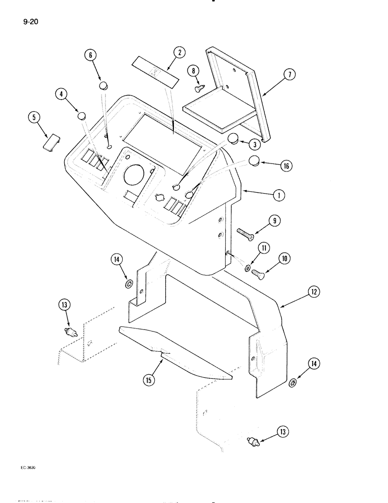 Схема запчастей Case IH 595 - (9-020) - INSTRUMENT HOUSING, TRACTOR WITH CAB (09) - CHASSIS/ATTACHMENTS