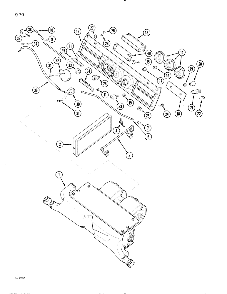 Схема запчастей Case IH 695 - (9-070) - CAB, AIR CONDITIONING CONTROLS (09) - CHASSIS/ATTACHMENTS