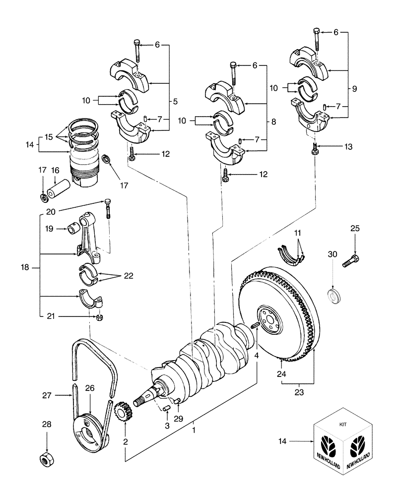 Схема запчастей Case IH DX29 - (01.04) - CRANKSHAFT & PISTONS (01) - ENGINE