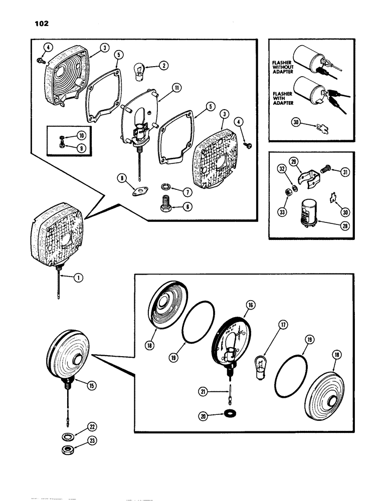 Схема запчастей Case IH 770 - (102) - ELECTRICAL ATTACHING PARTS, FLASHER ATTACHMENT (04) - ELECTRICAL SYSTEMS