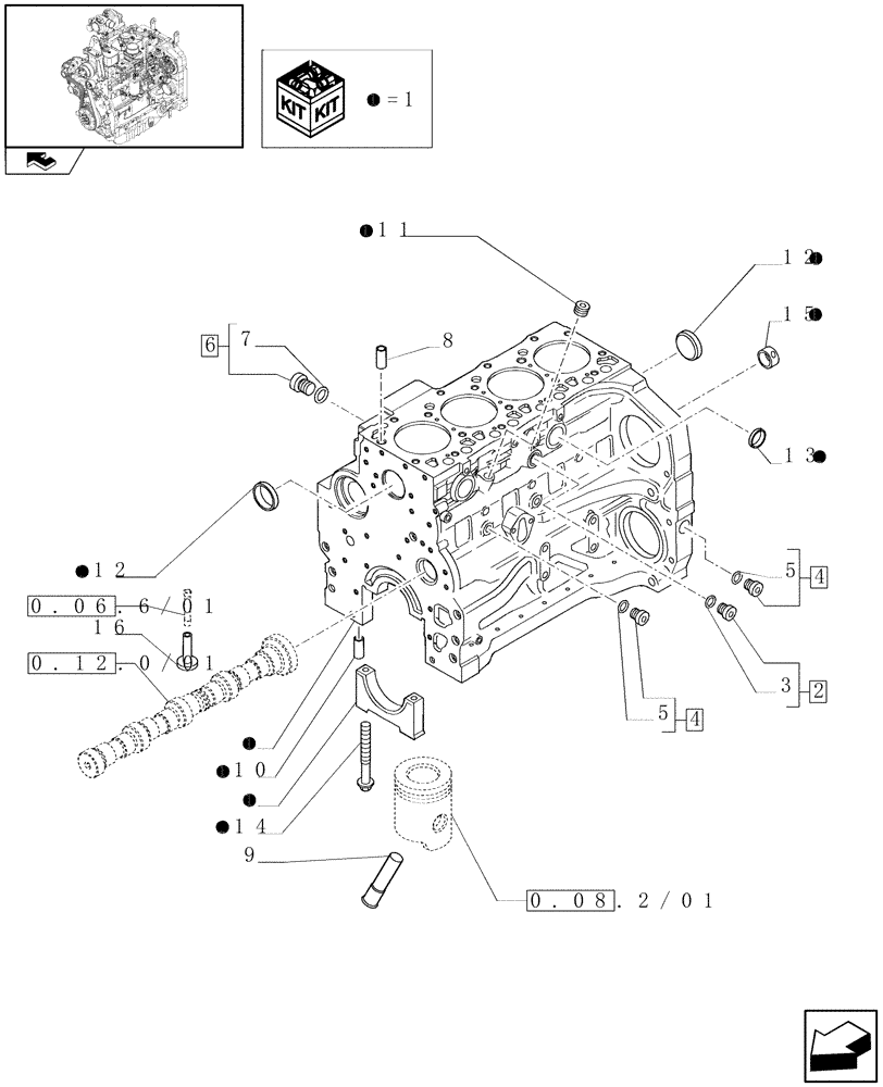 Схема запчастей Case IH FARMALL 95N - (0.04.0/01) - CYLINDER BLOCK & RELATED PARTS (01) - ENGINE