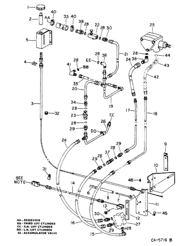 Схема запчастей Case IH 1460 - (10-73) - HYDRAULICS, AUTOMATIC HEADER CONTROL, S/N 1501 THRU 22000 (07) - HYDRAULICS