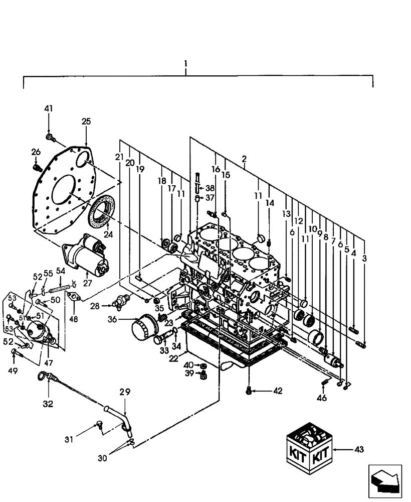 Схема запчастей Case IH D40 - (01.02) - CYLINDER BLOCK (01) - ENGINE